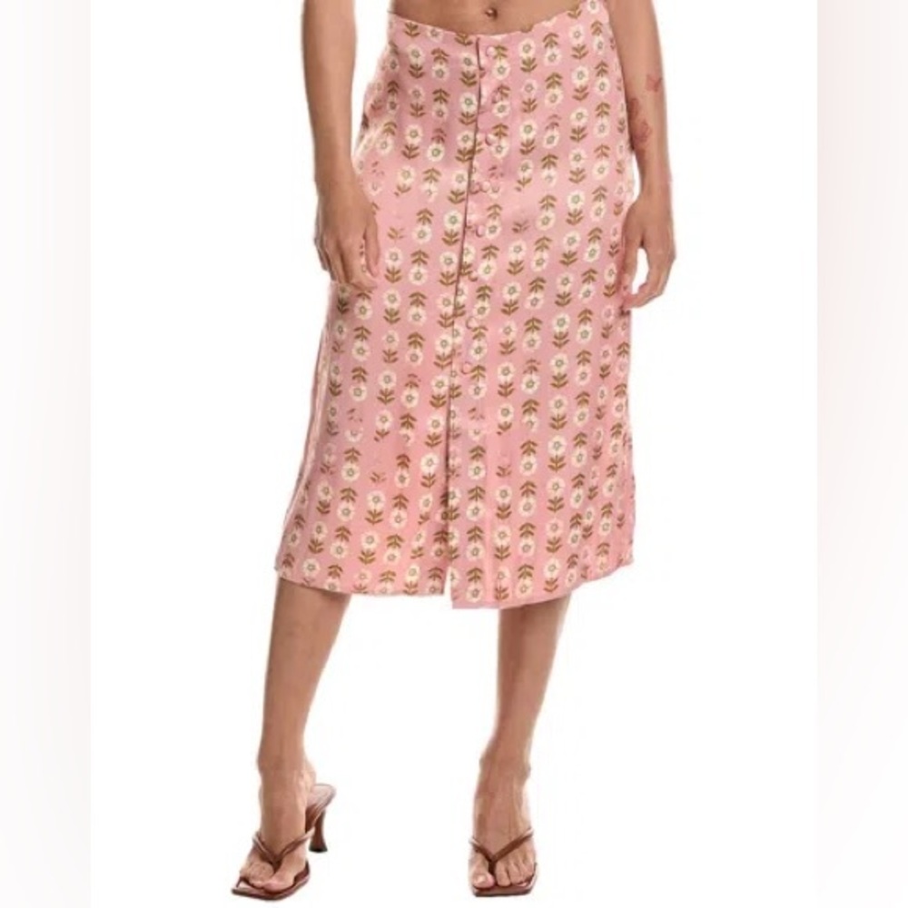 Free People Analise Midi Skirt in Blush Combo